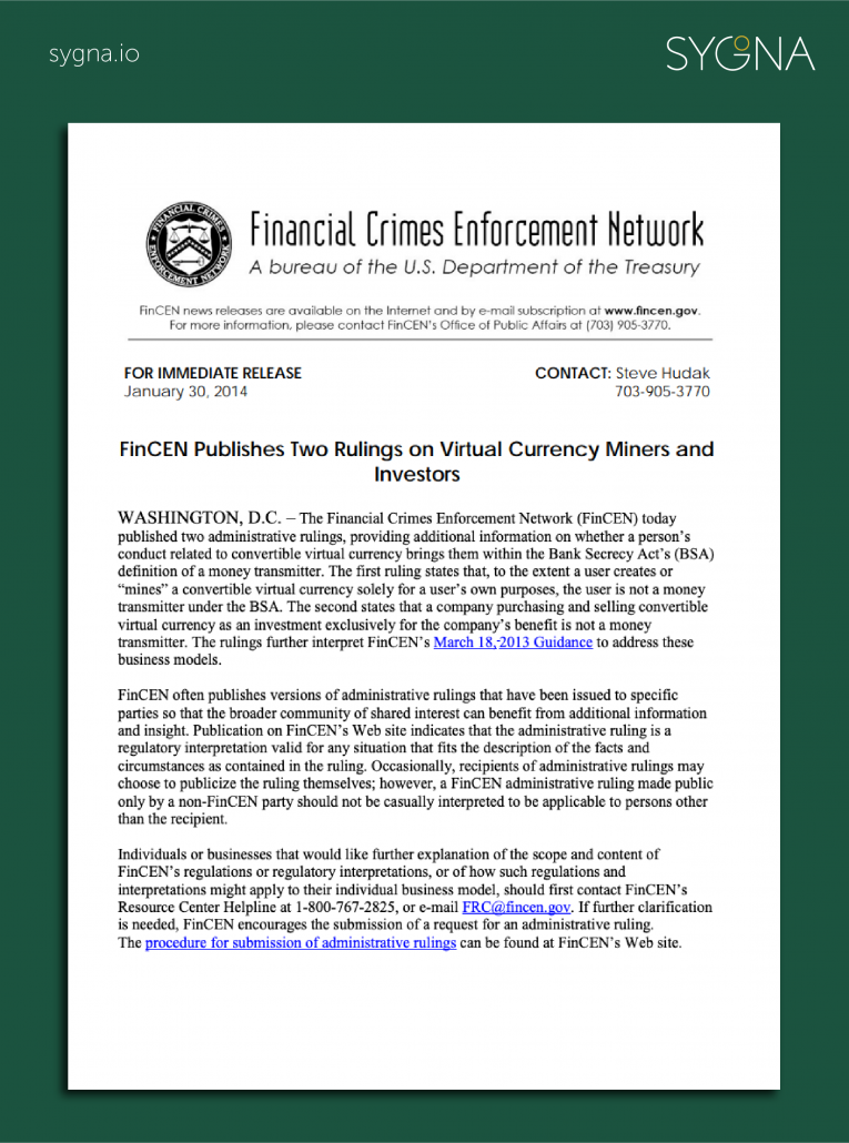 Fincen Vs Crypto 11 A Decade Long History Of Regulations Sygna